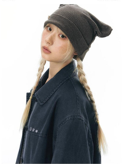 NAPSNAPS Chest Embroidered Vintage Loose Fit Cotton Women&
