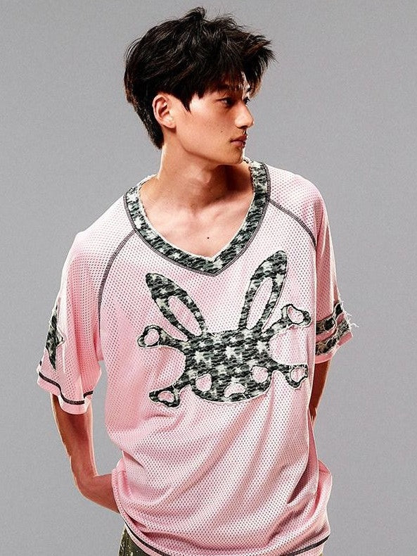 CFIERCE Pink Rabbit Skull Print A Line Sleeve Women&