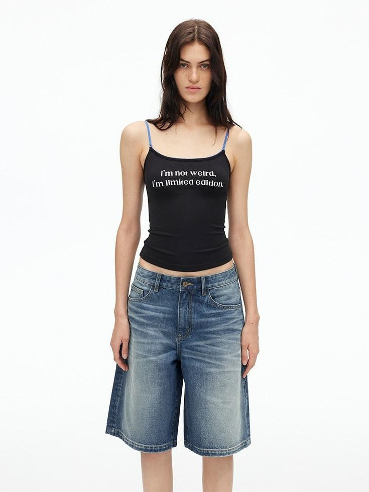 AFTADAWN Deep Blue Vintage Washed Distressed 3d Whisker Women&