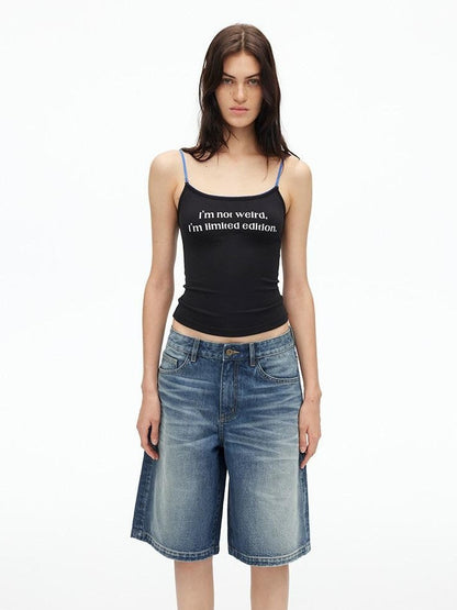 AFTADAWN Deep Blue Vintage Washed Distressed 3d Whisker Women&