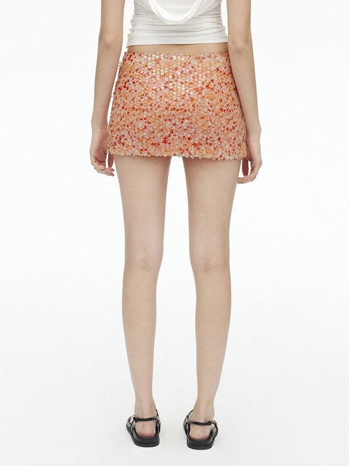 AFTADAWN Multicolor Sequined Mesh Low Rise Lined Women&