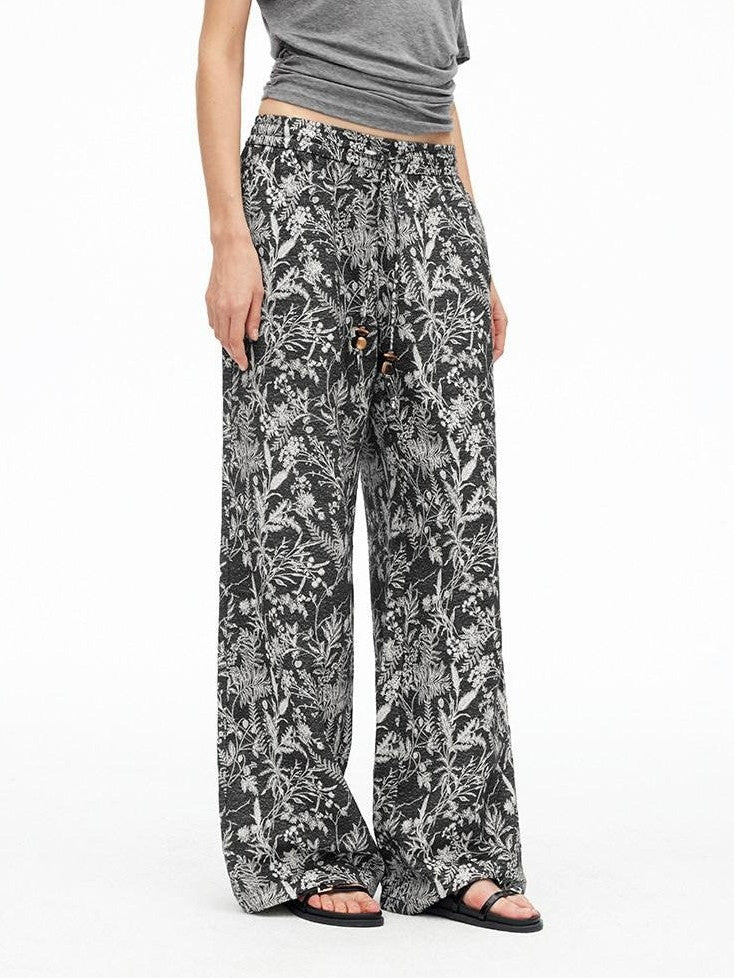 AFTADAWN Botanical Print Beaded Drawstring Women&