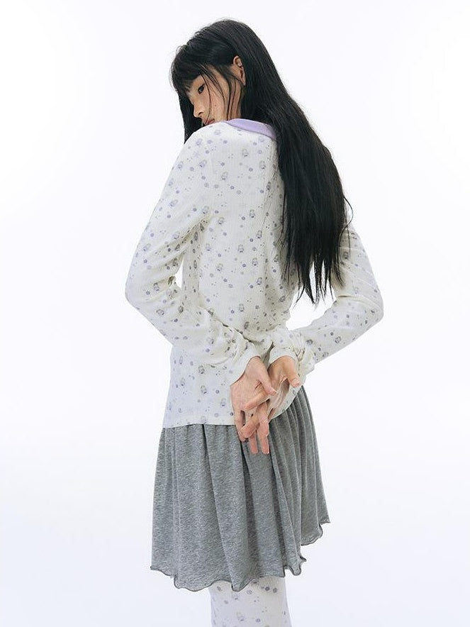 NAPSNAPS Hand Painted Girl Print Peter Pan Collar Women&