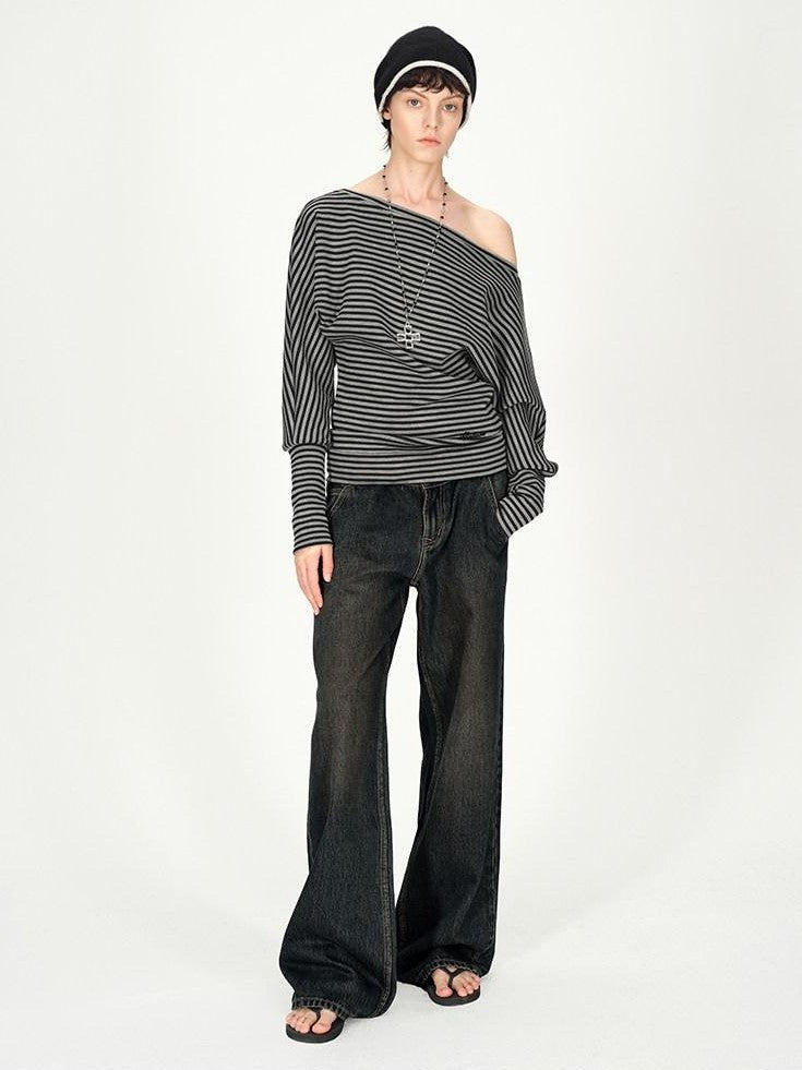 AFTADAWN Dark Washed Distressed Low Rise Women&