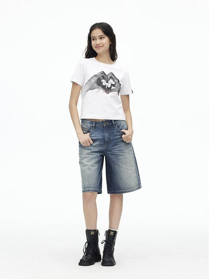 AFTADAWN Creative Printed Crew Neck Slightly Loose Women&