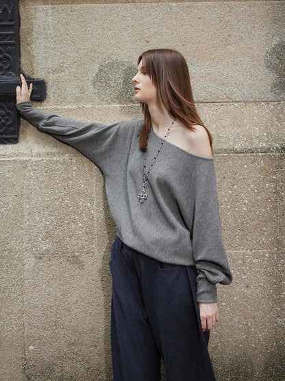 AFTADAWN Gray Embroidered Metallic One Shoulder Women&