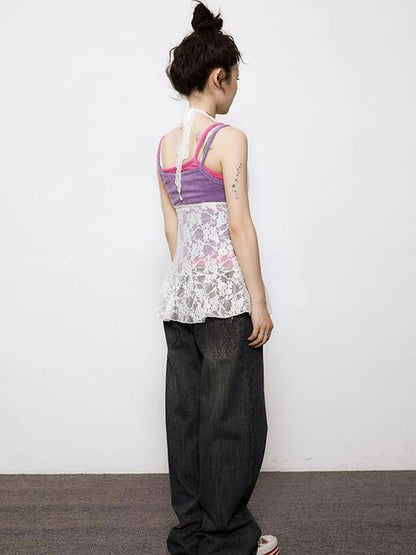 Achihara Adjustable Bow Halter Top With Wave Hem