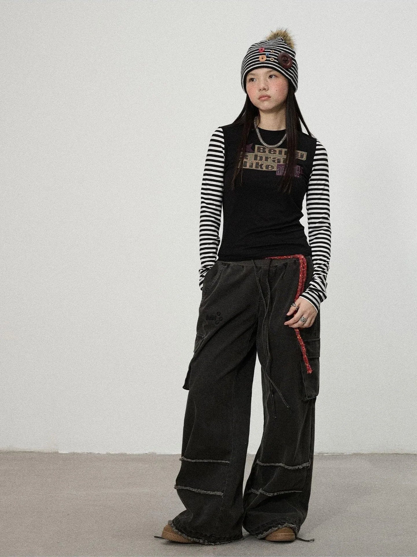 Achihara Being A Brat Like A Child Stripe Long Sleeve Top