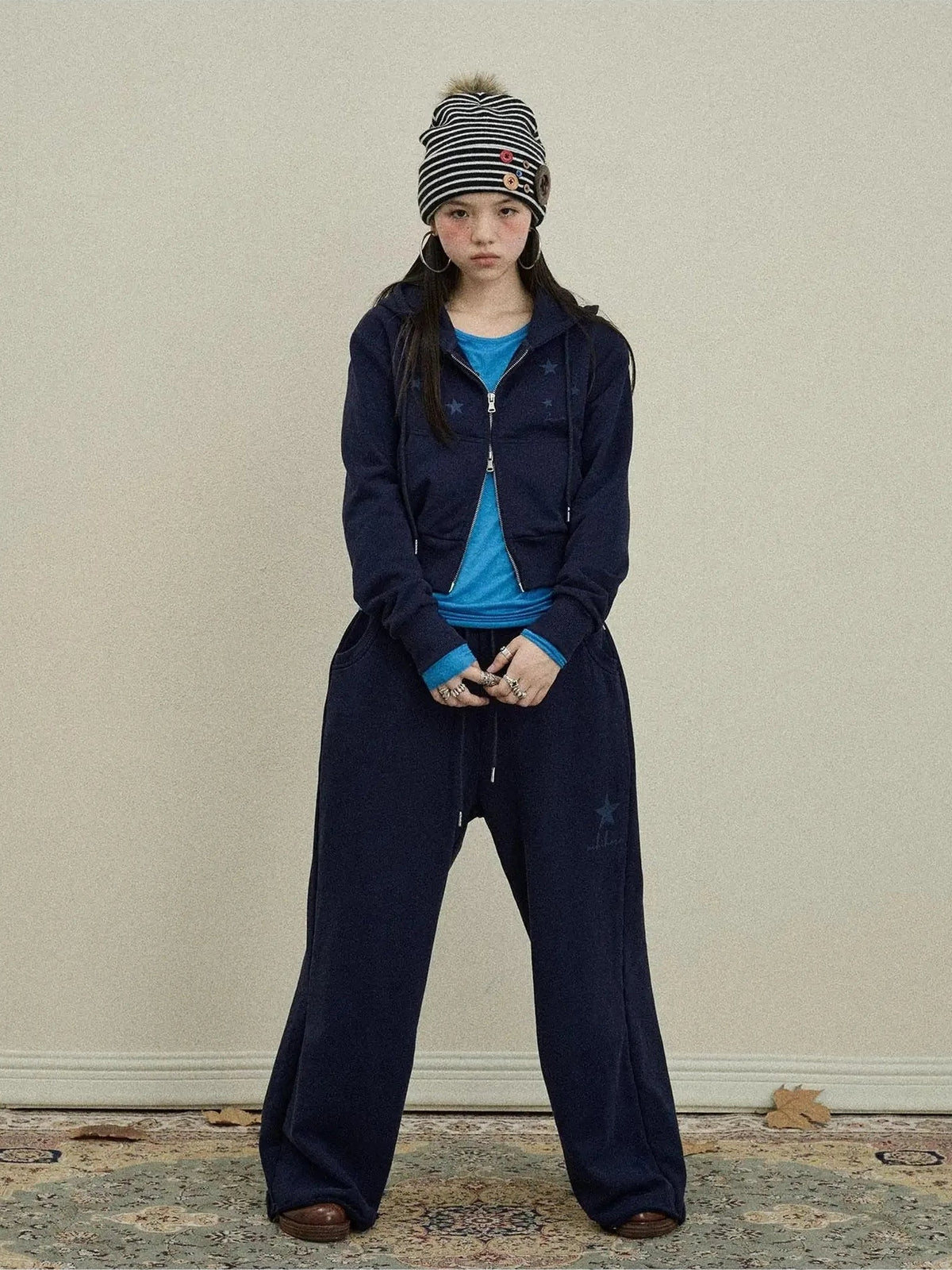 Achihara Stars Cropped Hoodie Women Short Top New Hoodies