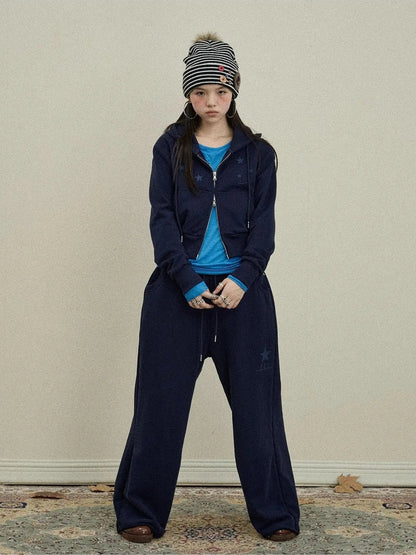 Achihara Stars Cropped Hoodie Women Short Top New Hoodies