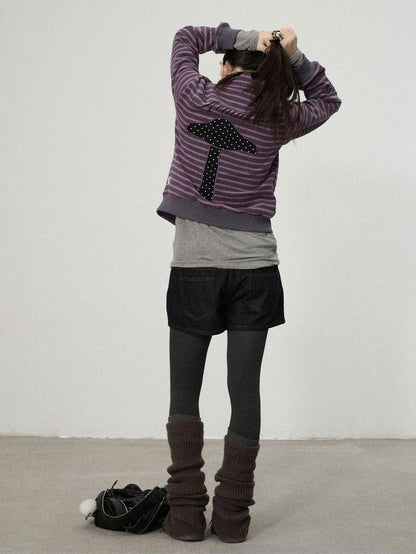 Achihara Striped Mushroom Sweatshirt