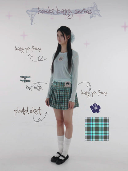 bae bi Dense Twill Plaid Frog Button High Waist Women&