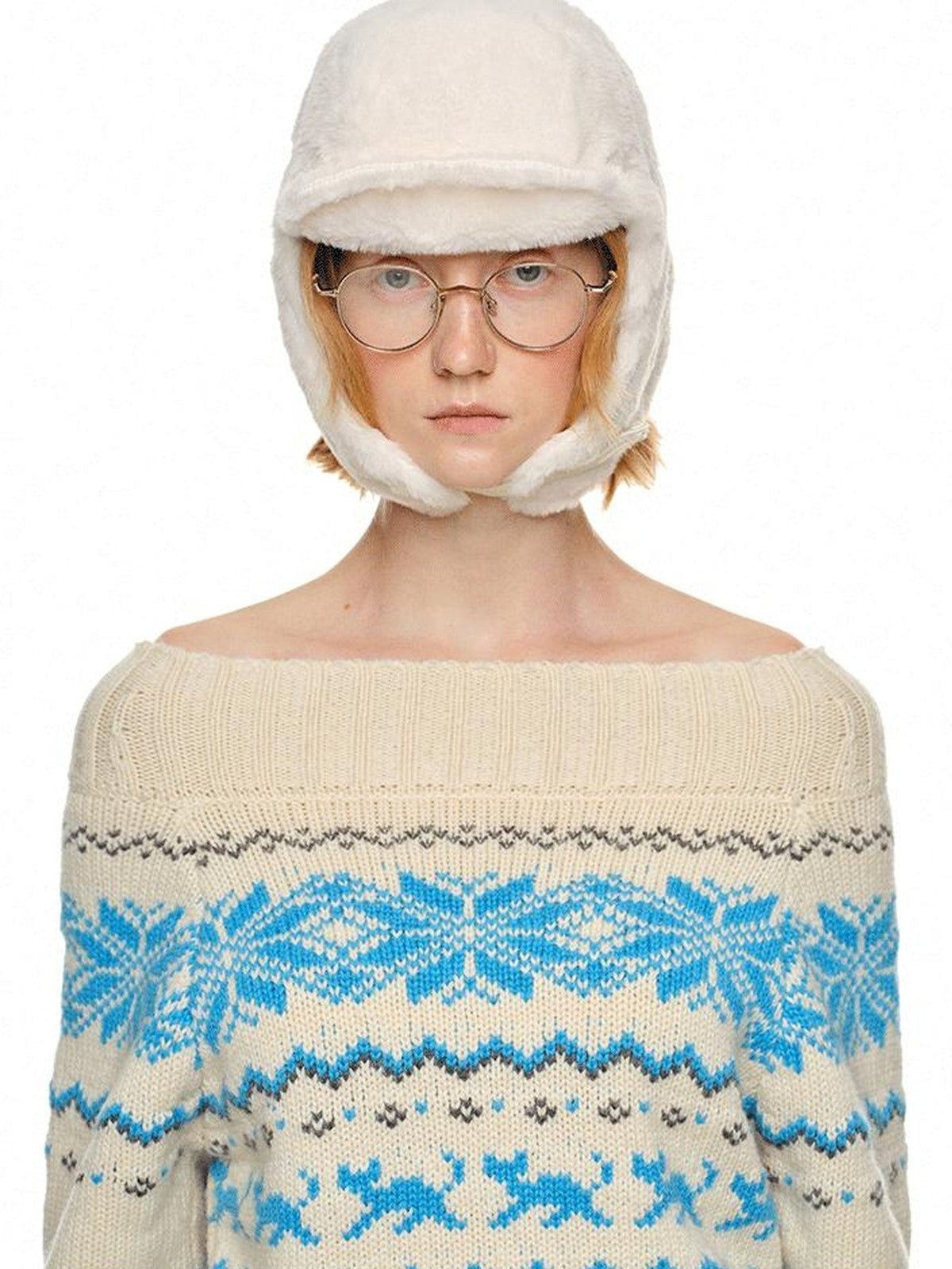 1JINN STUDIO Plush Multicolor Earflap Aviator Women&