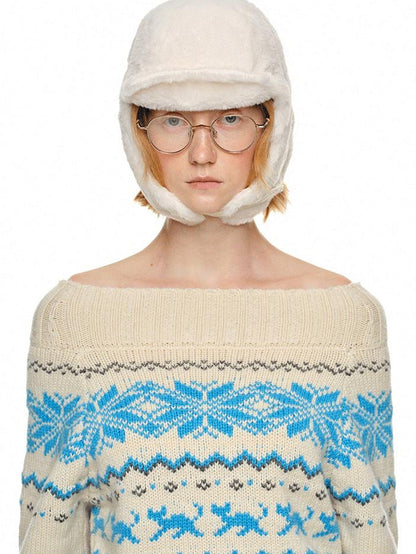 1JINN STUDIO Plush Multicolor Earflap Aviator Women&