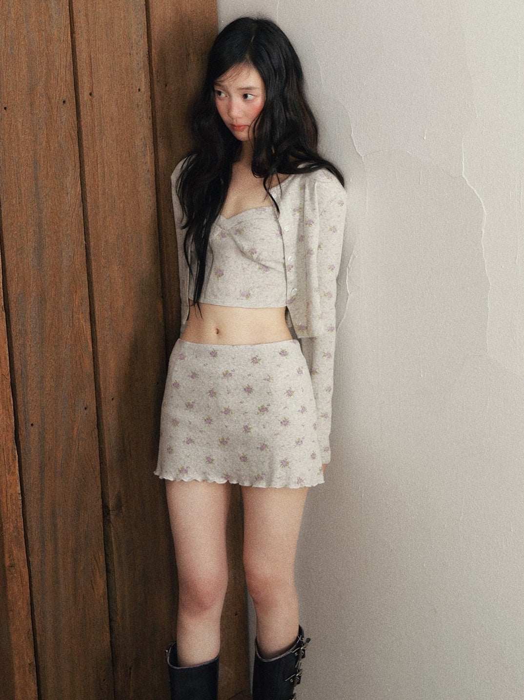 1P_STUDIO_Floral_Print_Cropped_Cardigan_Cami_Slim_Fit_Women&