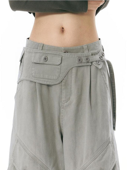 NAPSNAPS Floral Print Distressed Wide Leg Cotton Women&