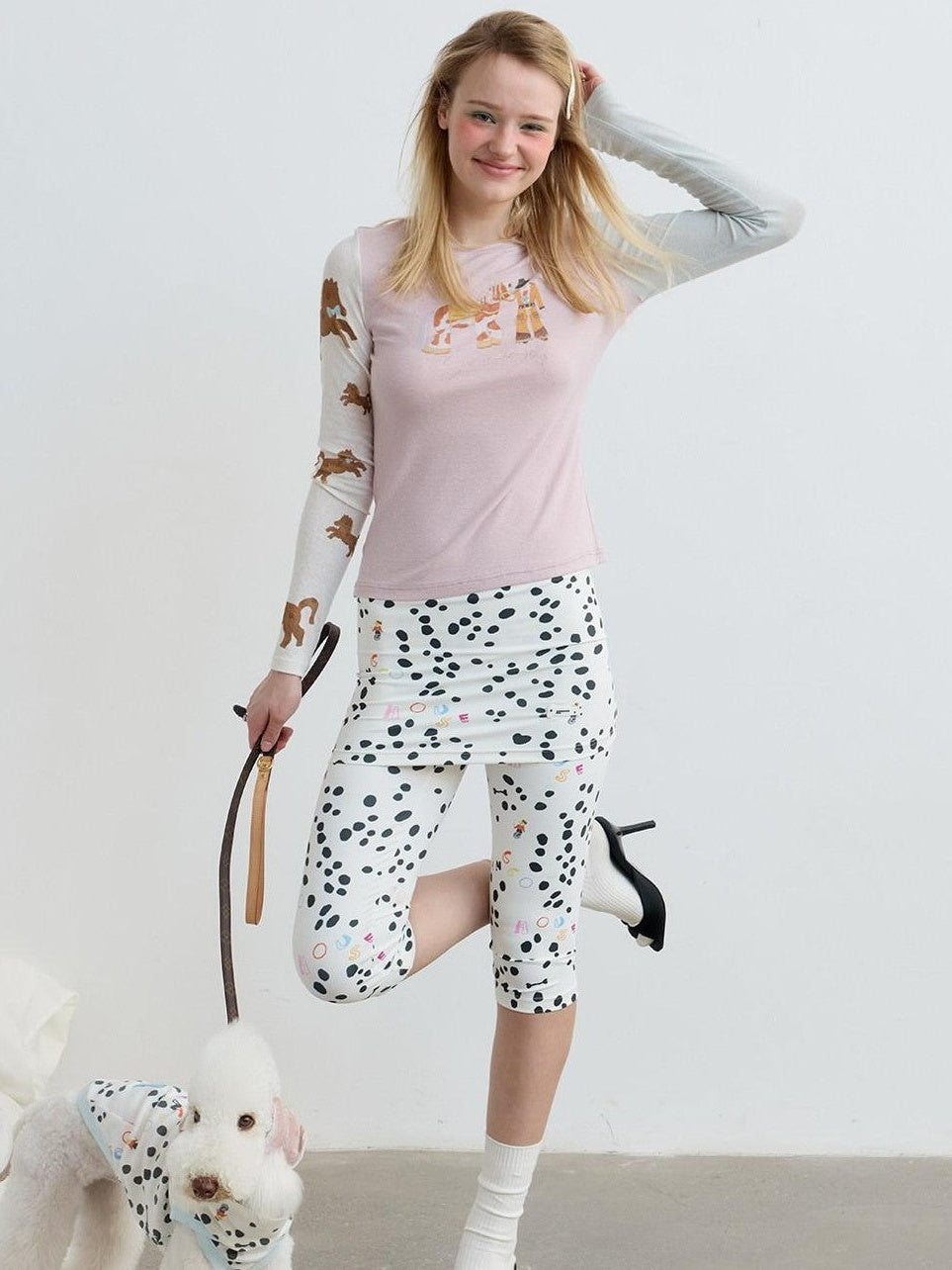 sancco house Denim Puppy Print Colorblock Women&