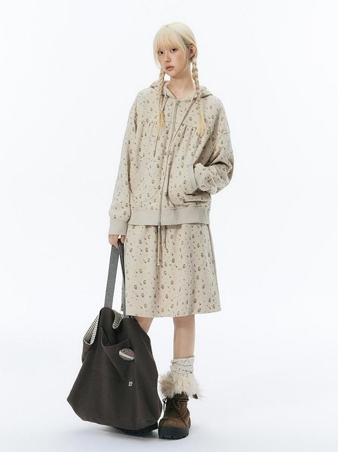 NAPSNAPS Hand Painted Hooded Drawstring Cardigan Pocket Cotton Women&