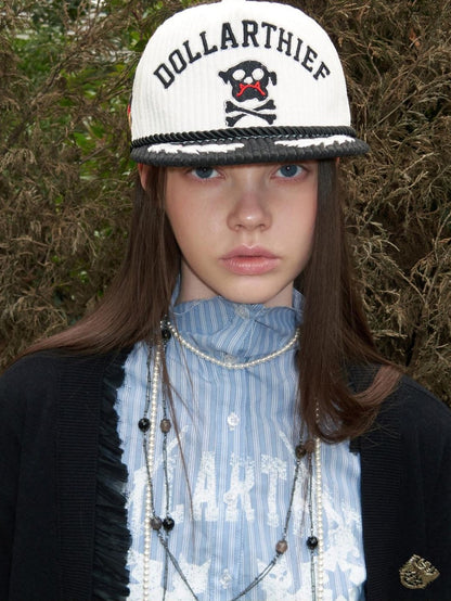 1JINN STUDIO Black White Embroidered Flat Brim Women&