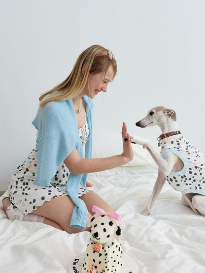 sancco house Polka Dot Jacquard Knit Cardigan Set Women&