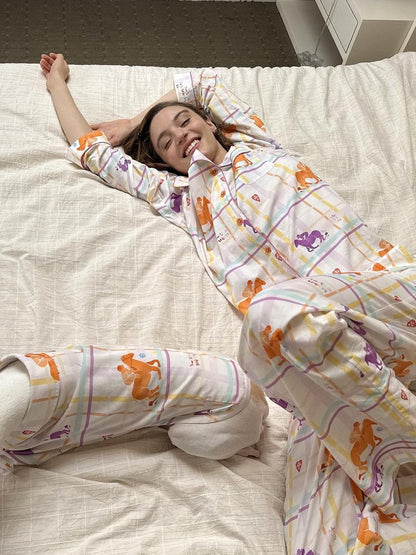 sancco house Circus Dog Print Plaid Women&