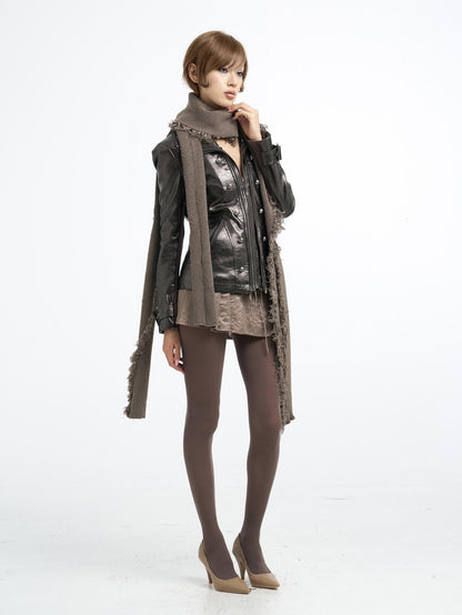Flowers birds Market Detachable Fur Collar Double Zip Print Pu Women&