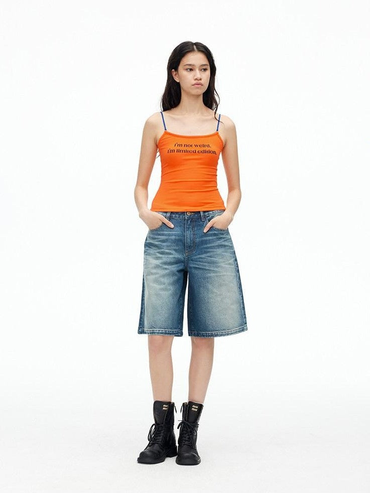 AFTADAWN Contrast Lace Letter Print Halter Slim Elastic Women&