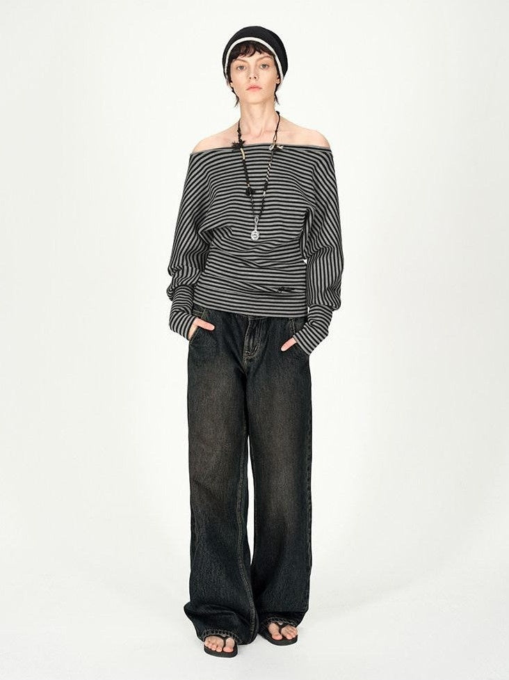 AFTADAWN Dark Washed Distressed Low Rise Women&