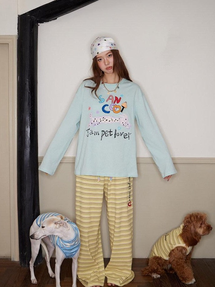 sancco house Puppy Print 3d Applique Women&