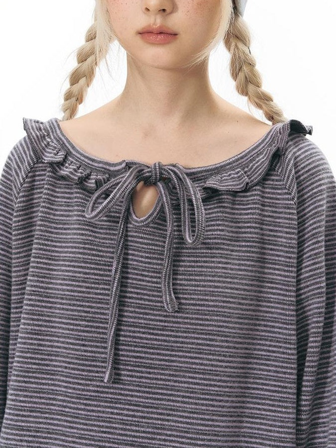 NAPSNAPS Striped Embroidered Ruffle Drawstring Women&