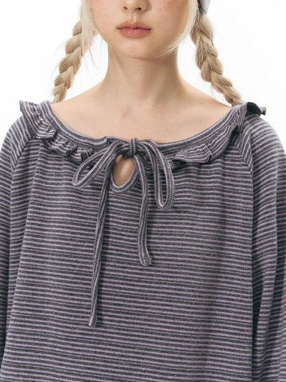 NAPSNAPS Striped Embroidered Ruffle Drawstring Women&