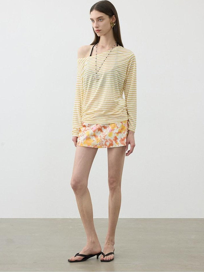 AFTADAWN Contrast Striped Spliced Sheer Women&