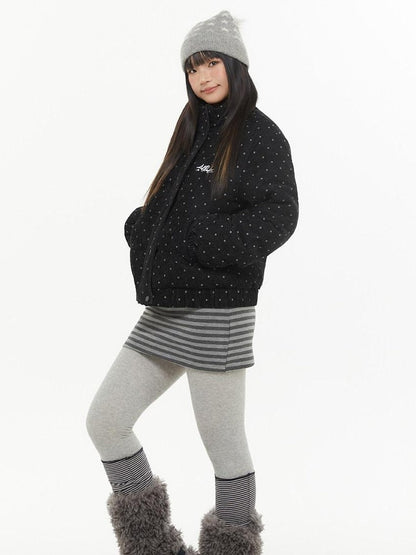 atrandom Dark Gray Zebra Stripe Spliced Brushed Fleece Women&