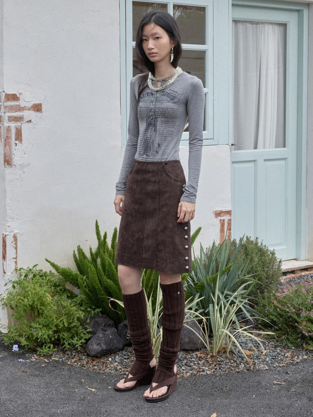 1JINN STUDIO Over Knee Long Tube Warm Scrunched Knit Women&