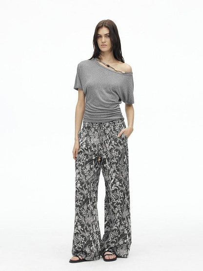 AFTADAWN Striped Beaded Halter Asymmetric Women&