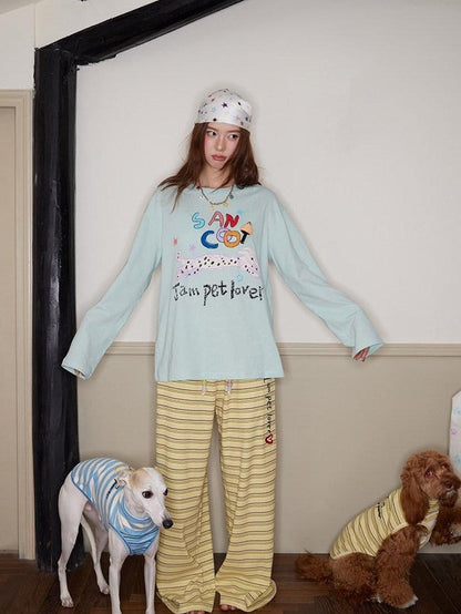 sancco house Puppy Print 3d Applique Women&