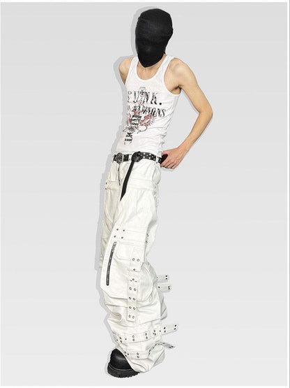 ATAnothingness Silver Moon White Studded Double Waist Waxed Women&