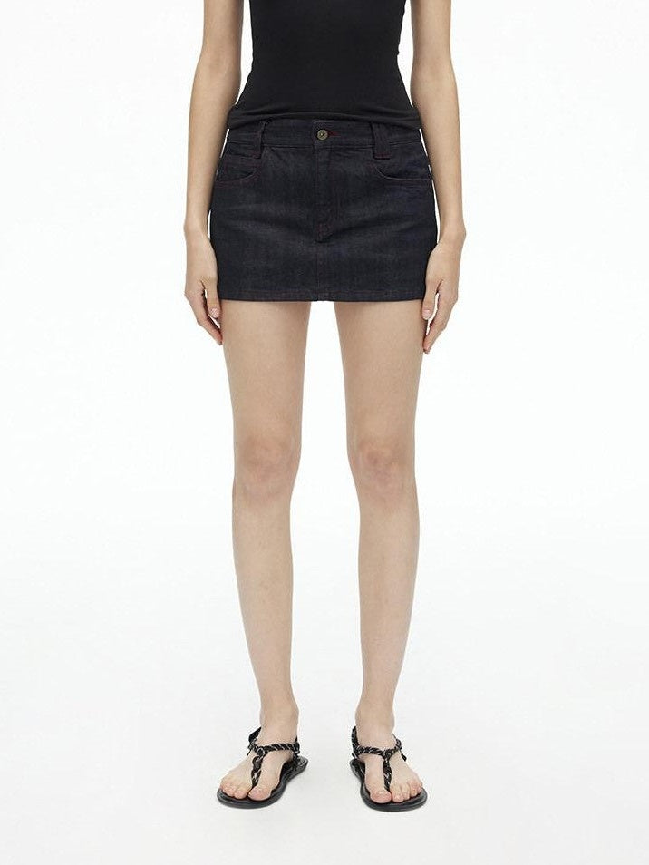 AFTADAWN Deep Indigo Red Contrast Topstitch Women&