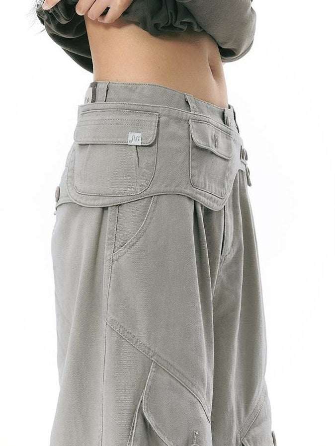NAPSNAPS Floral Print Distressed Wide Leg Cotton Women&