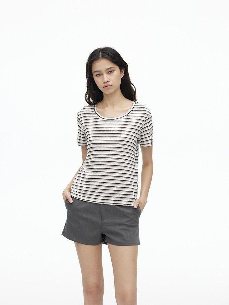AFTADAWN Textured Striped Print Loose Fit Women&