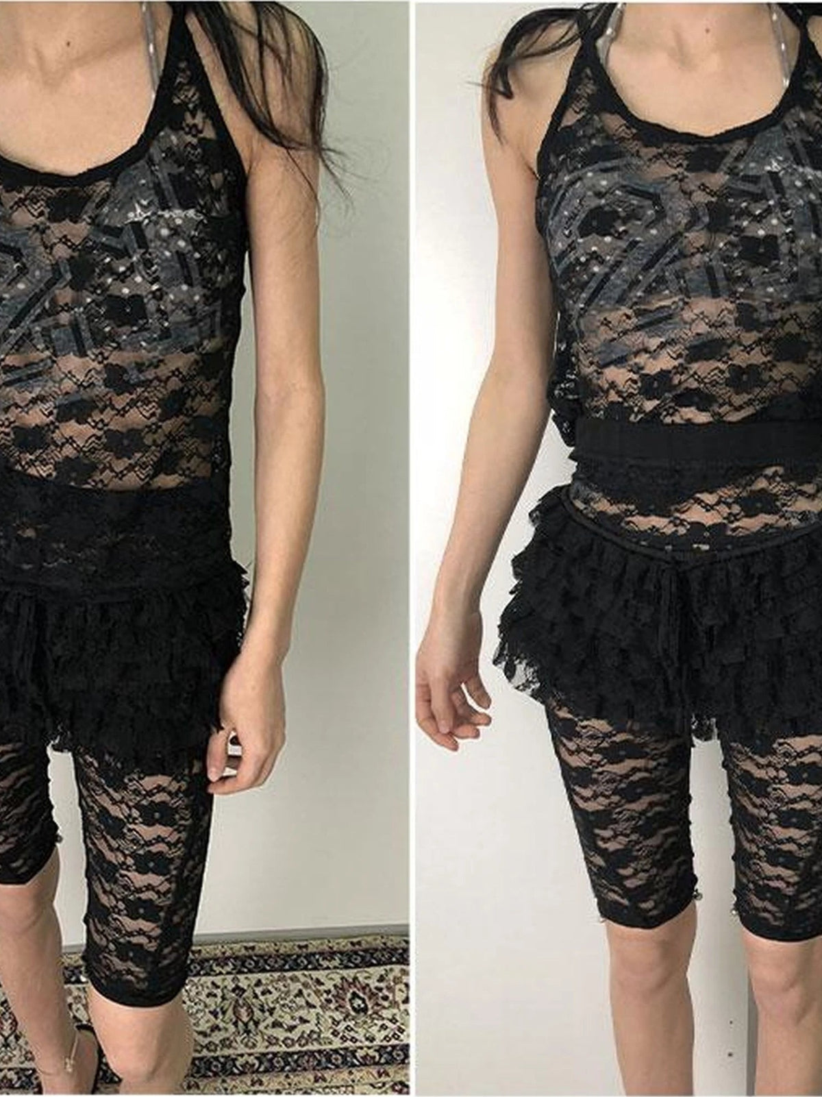 Achihara Layered Lace A-Line Mini Skirt