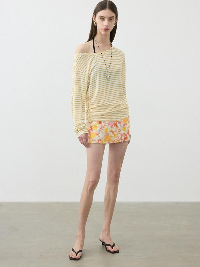 AFTADAWN Contrast Striped Spliced Sheer Women&