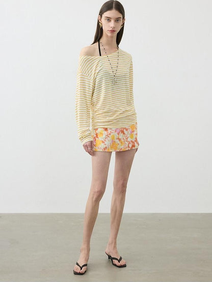 AFTADAWN Contrast Striped Spliced Sheer Women&