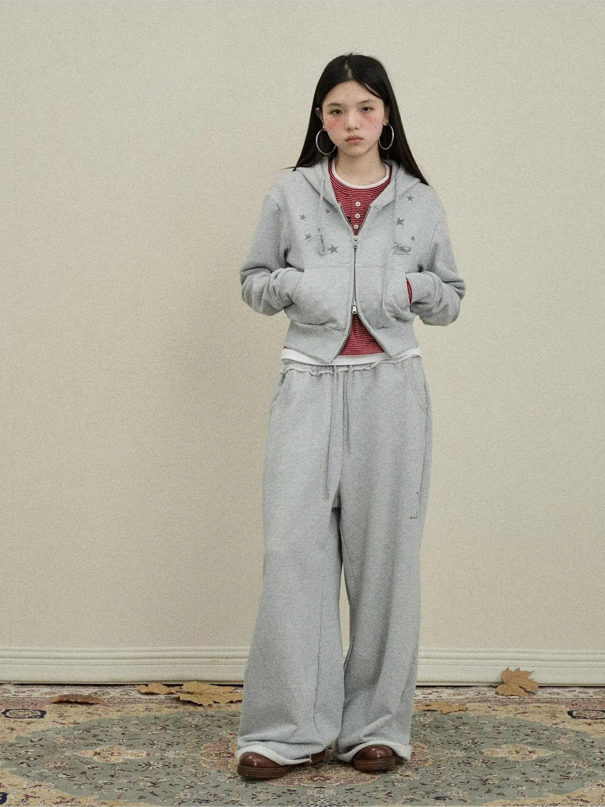 Achihara Stars Cropped Hoodie Women Short Top New Hoodies