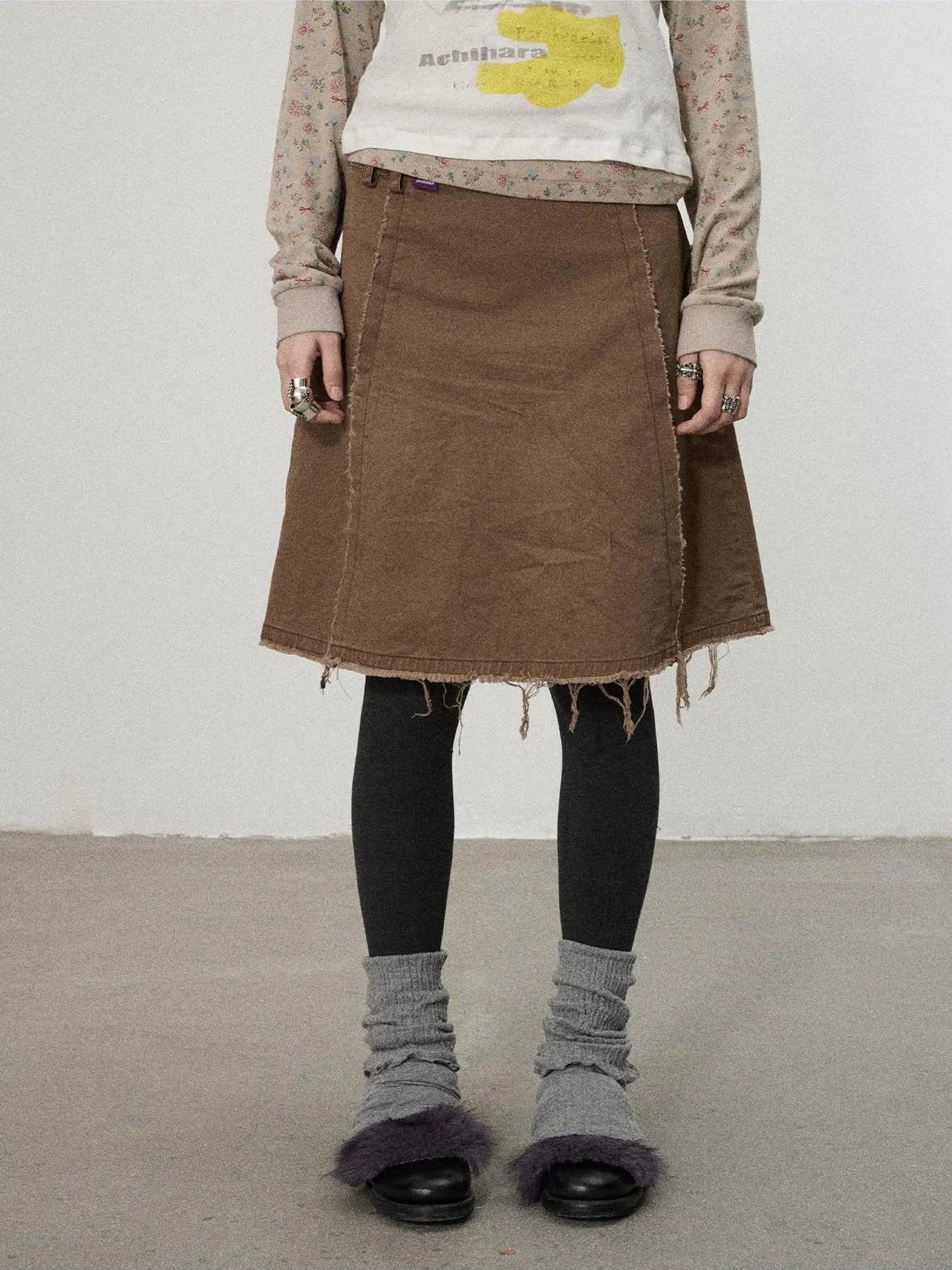 Achihara Vintage Fade Cotton Slip Skirt