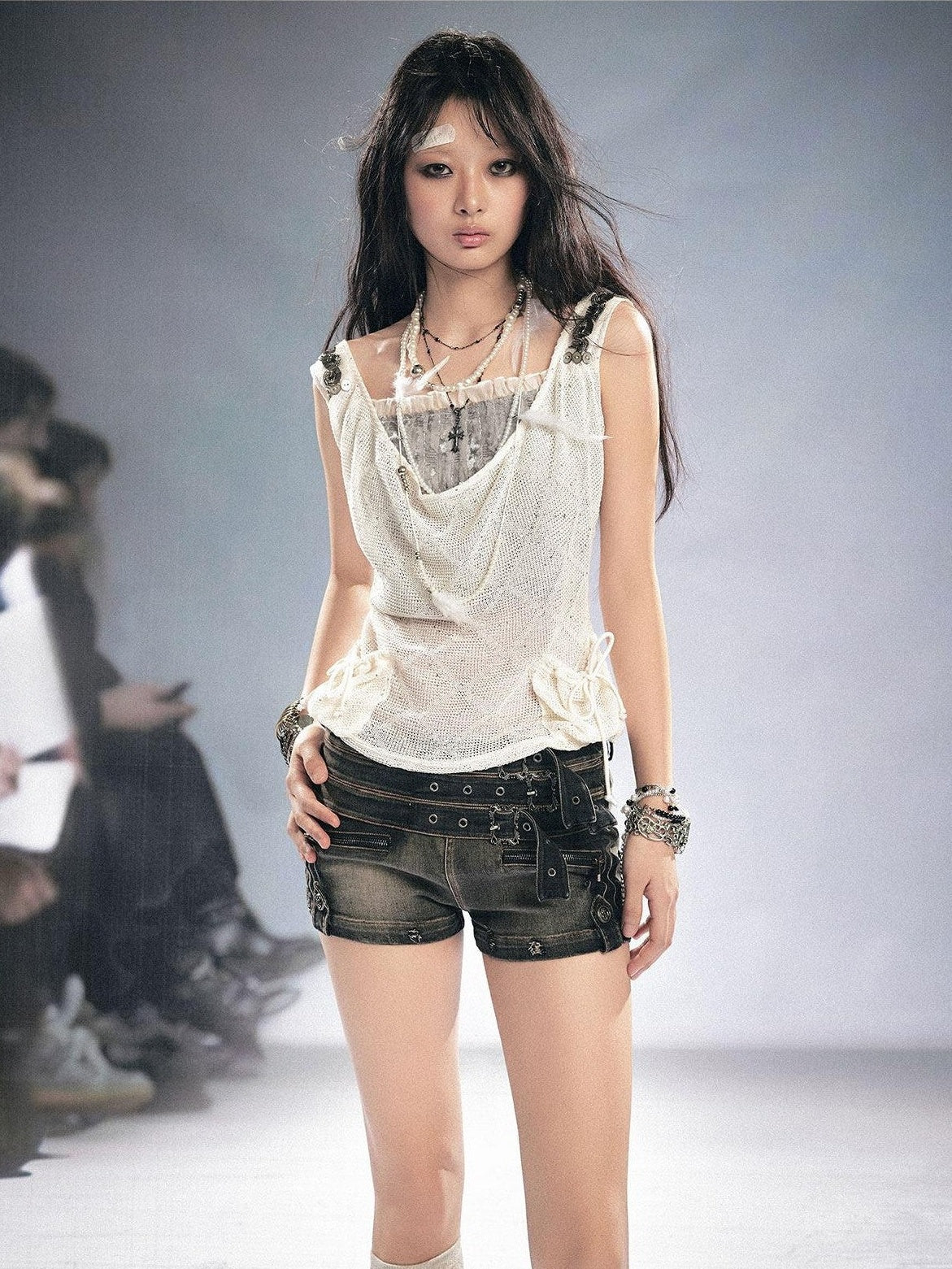 Cest Nous Diamond Cutout Textured Sequin Pocket Beaded Women&