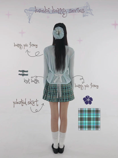 bae bi Dense Twill Plaid Frog Button High Waist Women&