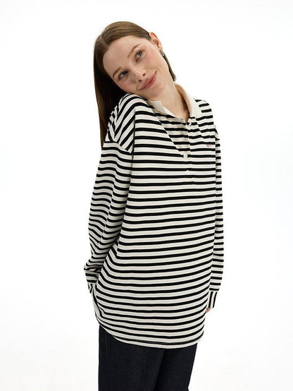 AFTADAWN Black White Striped Patchwork Women&