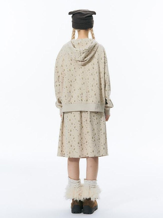 NAPSNAPS Hand Painted Hooded Drawstring Cardigan Pocket Cotton Women&