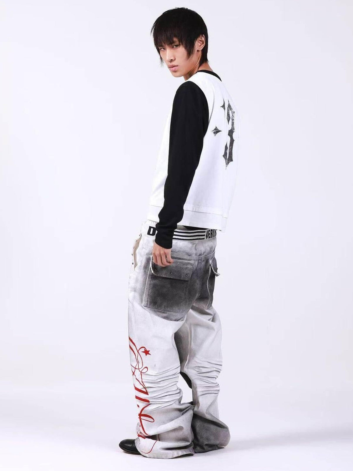 DETW onLine Skull Print Double Neck Contrast Women&